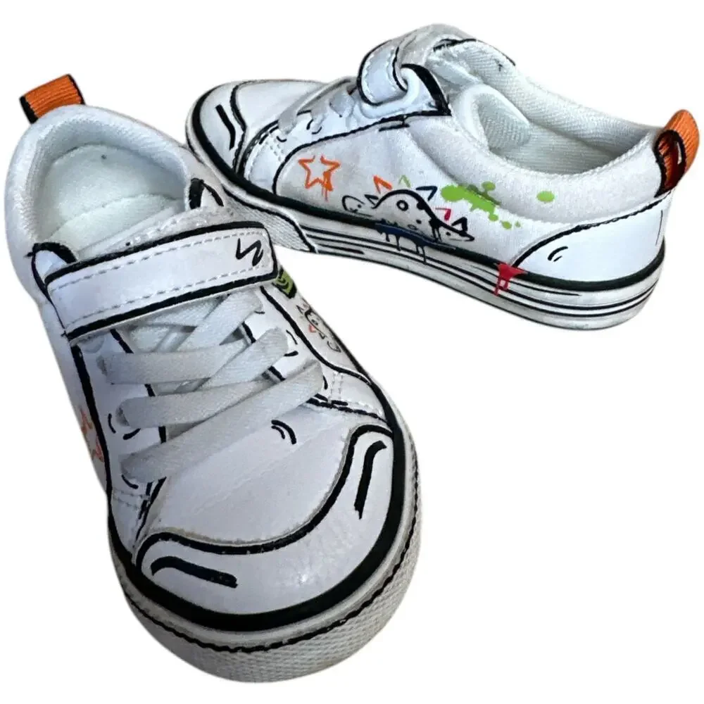 Next White Doodle Graffiti Ortholite Sneakers Toddler Unisex Size 6